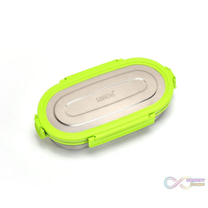 Ganesh Solo Oval 650 Stainless Steel Leak proof airtight Lunch Pack for Office & School Use - infinityexculsivestore.com