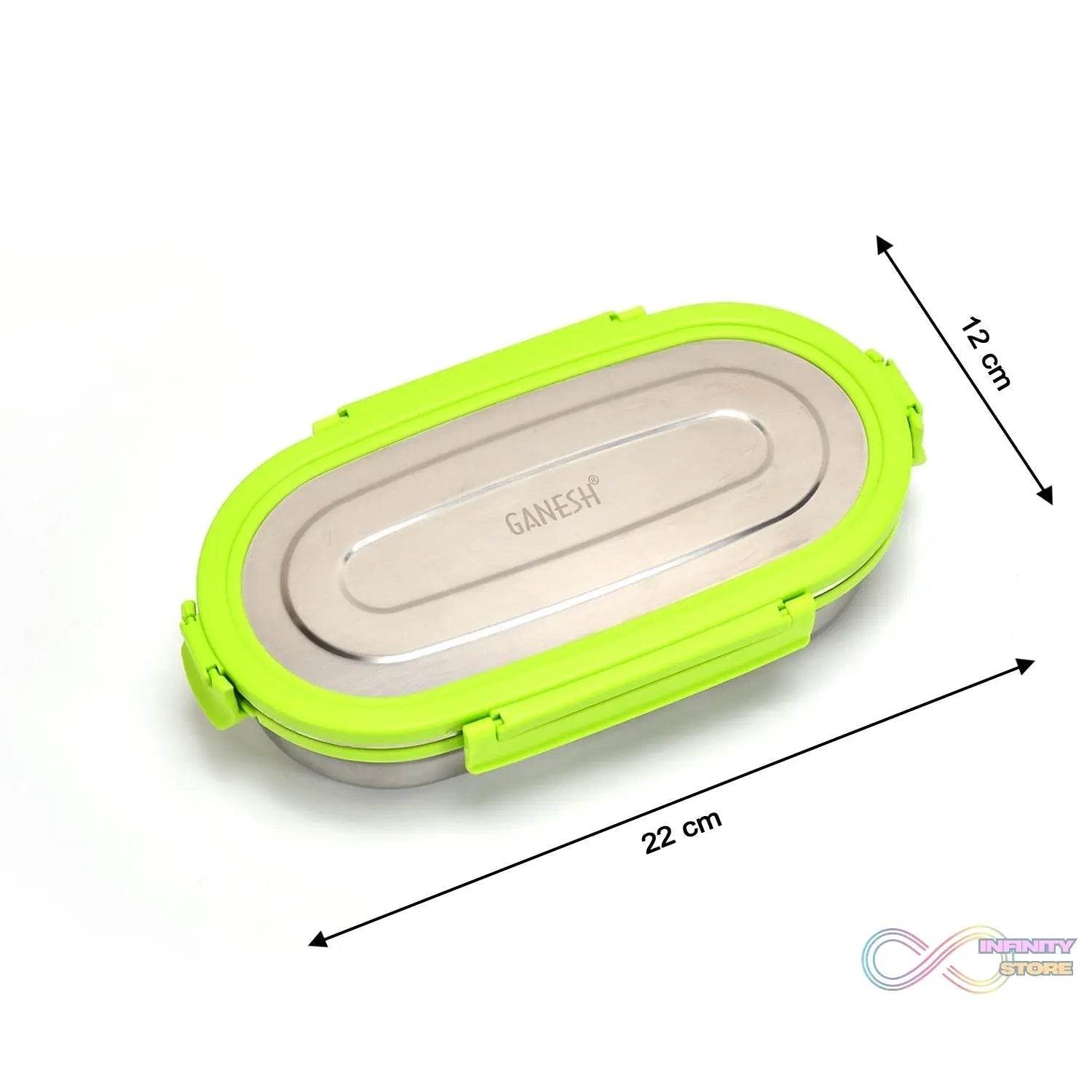 Ganesh Solo Oval 650 Stainless Steel Leak proof airtight Lunch Pack for Office & School Use - infinityexculsivestore.com