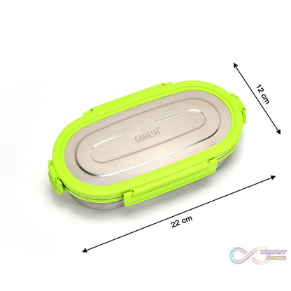 Ganesh Solo Oval 650 Stainless Steel Leak proof airtight Lunch Pack for Office & School Use - infinityexculsivestore.com