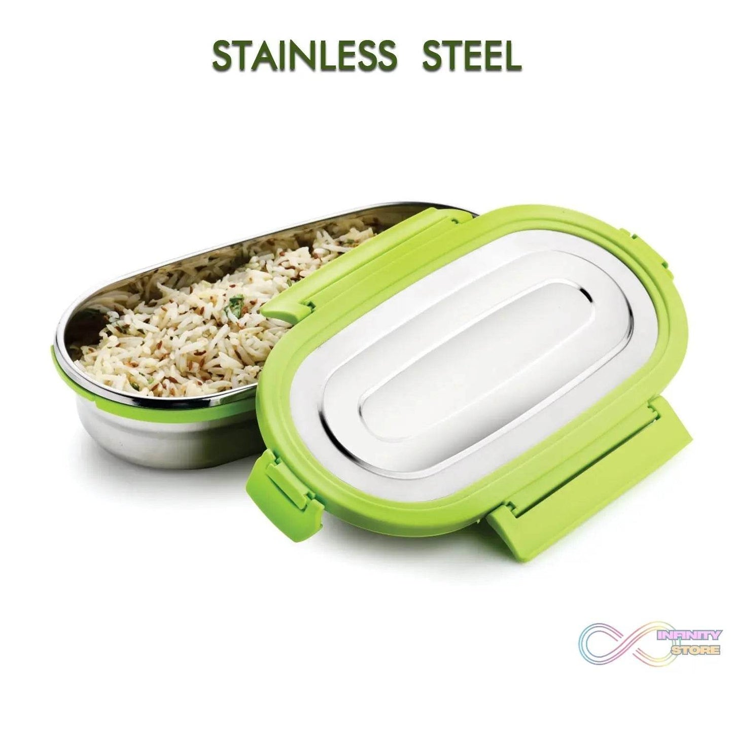Ganesh Solo Oval 650 Stainless Steel Leak proof airtight Lunch Pack for Office & School Use - infinityexculsivestore.com