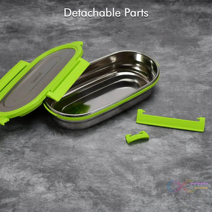 Ganesh Solo Oval 650 Stainless Steel Leak proof airtight Lunch Pack for Office & School Use - infinityexculsivestore.com