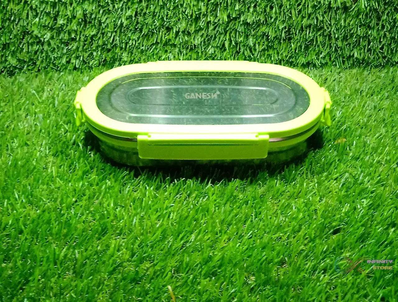 Ganesh Solo Oval 650 Stainless Steel Leak proof airtight Lunch Pack for Office & School Use - infinityexculsivestore.com