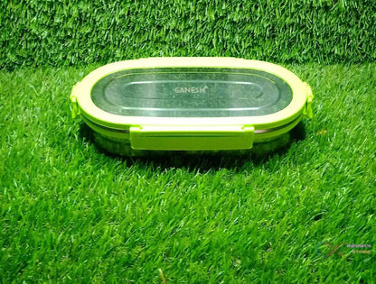 Ganesh Solo Oval 650 Stainless Steel Leak proof airtight Lunch Pack for Office & School Use - infinityexculsivestore.com