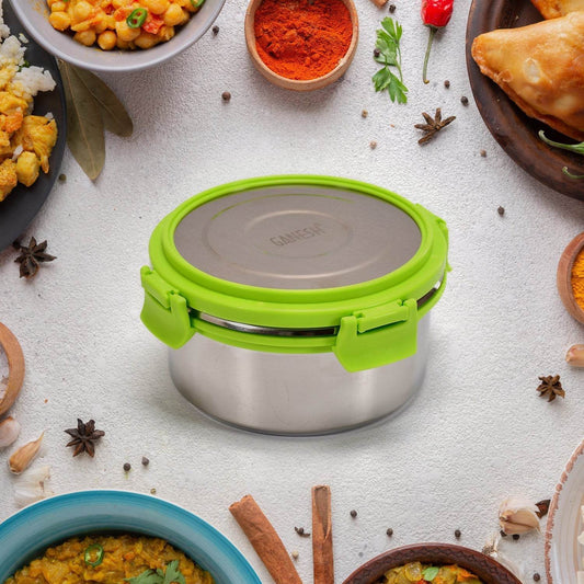 Ganesh Solo round 400 Stainless Steel Leak proof airtight Lunch Pack for Office & School Use - infinityexculsivestore.com