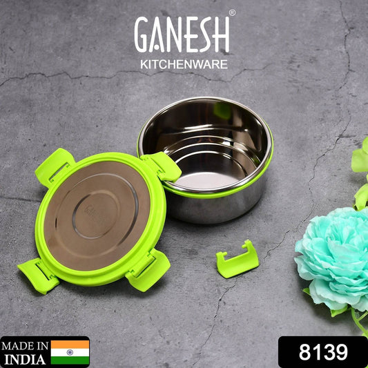 Ganesh Solo round 400 Stainless Steel Leak proof airtight Lunch Pack for Office & School Use - infinityexculsivestore.com