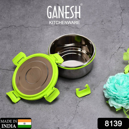 Ganesh Solo round 400 Stainless Steel Leak proof airtight Lunch Pack for Office & School Use - infinityexculsivestore.com