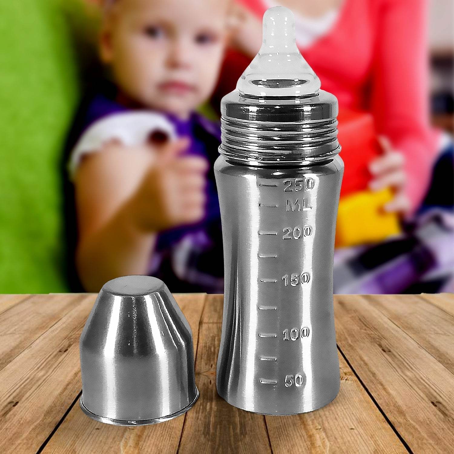 Ganesh Stainless Steel Baby Feeding Bottle, Milk Bottle for New Born / Infants / Toddler Up to 3 Years, BFA Free (250 ML Approx) - infinityexculsivestore.com