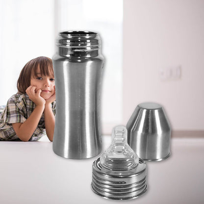 Ganesh Stainless Steel Baby Feeding Bottle, Milk Bottle for New Born / Infants / Toddler Up to 3 Years, BFA Free (250 ML Approx) - infinityexculsivestore.com