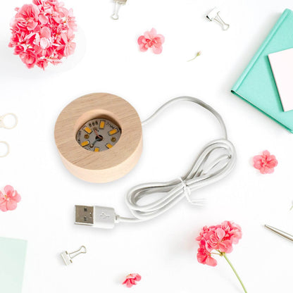 Ganpati 3D Crystal Ball lamps With Wood Base - infinityexculsivestore.com