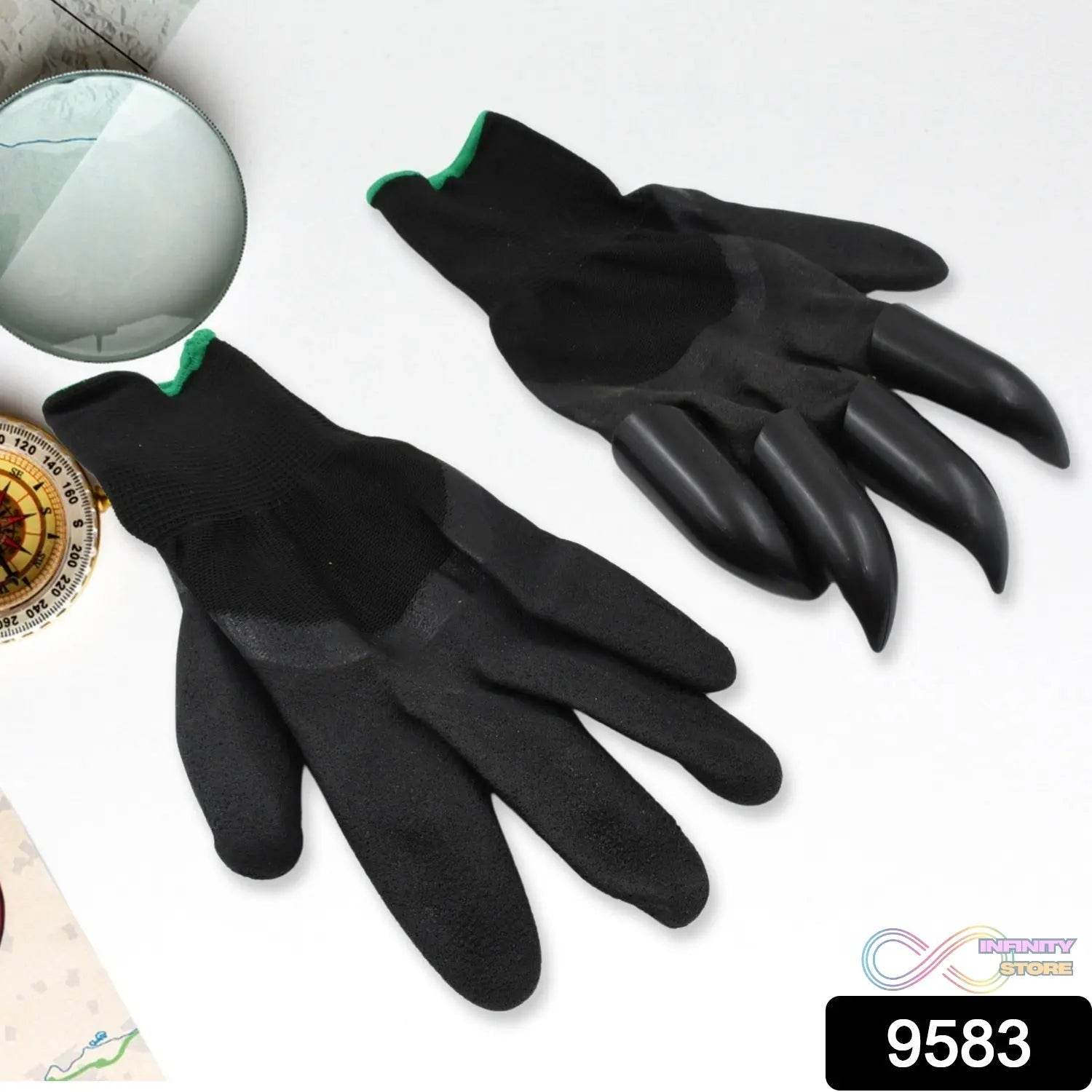 Garden Farming Gloves With Hand Fingertips & Plastic Claws (1 Pair) - infinityexculsivestore.com