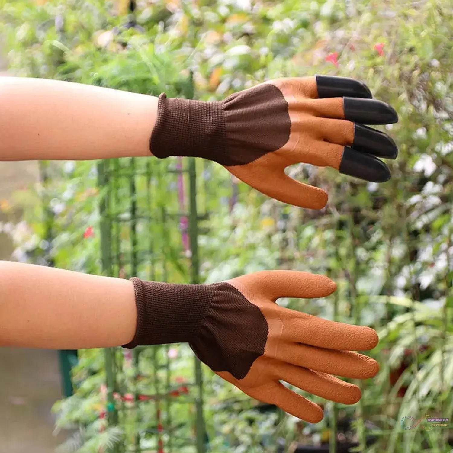 Garden Farming Gloves With Hand Fingertips & Plastic Claws (1 Pair) - infinityexculsivestore.com