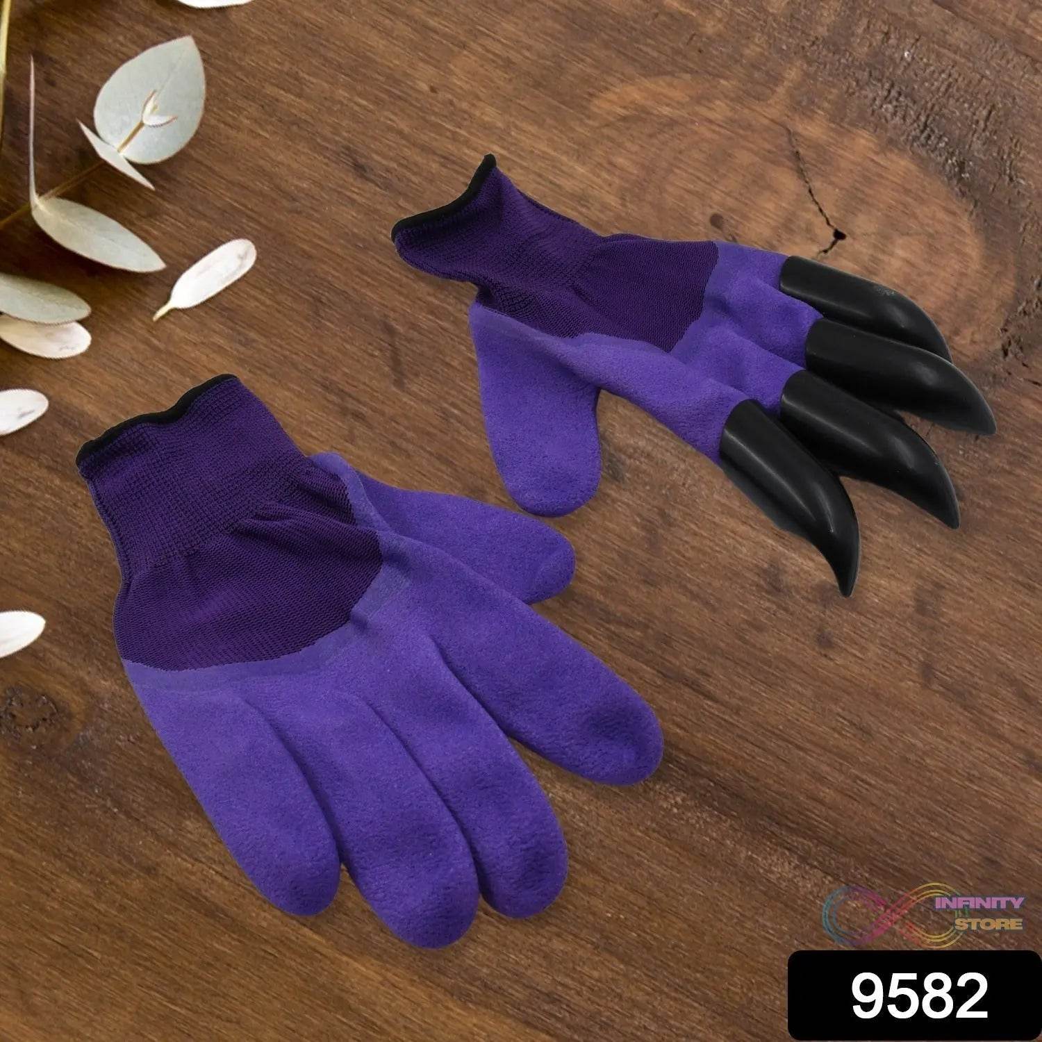 Garden Farming Gloves With Hand Fingertips & Plastic Claws (1 Pair) - infinityexculsivestore.com