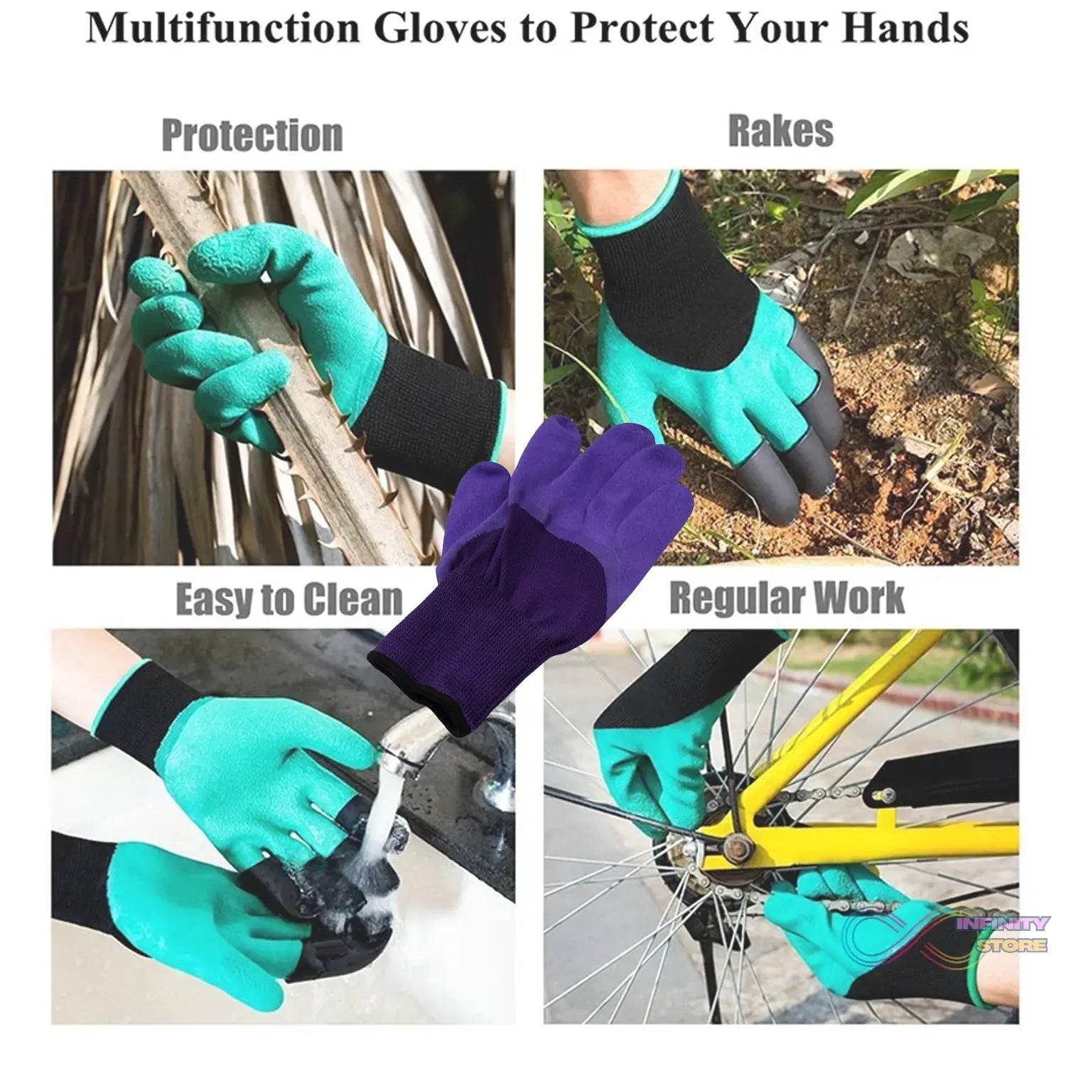 Garden Farming Gloves With Hand Fingertips & Plastic Claws (1 Pair) - infinityexculsivestore.com