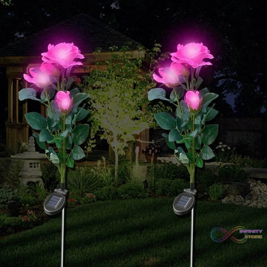 Garden Solar Outdoor Rose Lights Decorative , Waterproof Flower Light for Garden Patio Landscape Pathway Yard Holiday Decoration (2 Pcs Set) - infinityexculsivestore.com