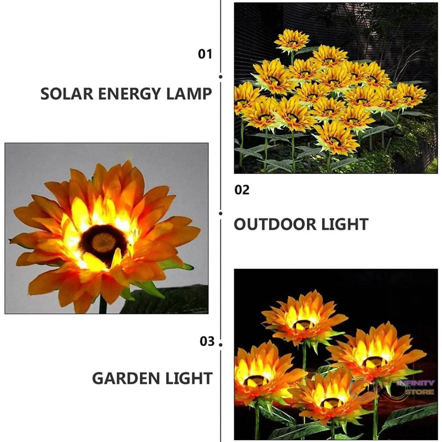 Garden Solar Sunflower Outdoor LED Light Inserted Ground Simulation Plant (4 Pcs Set) - infinityexculsivestore.com