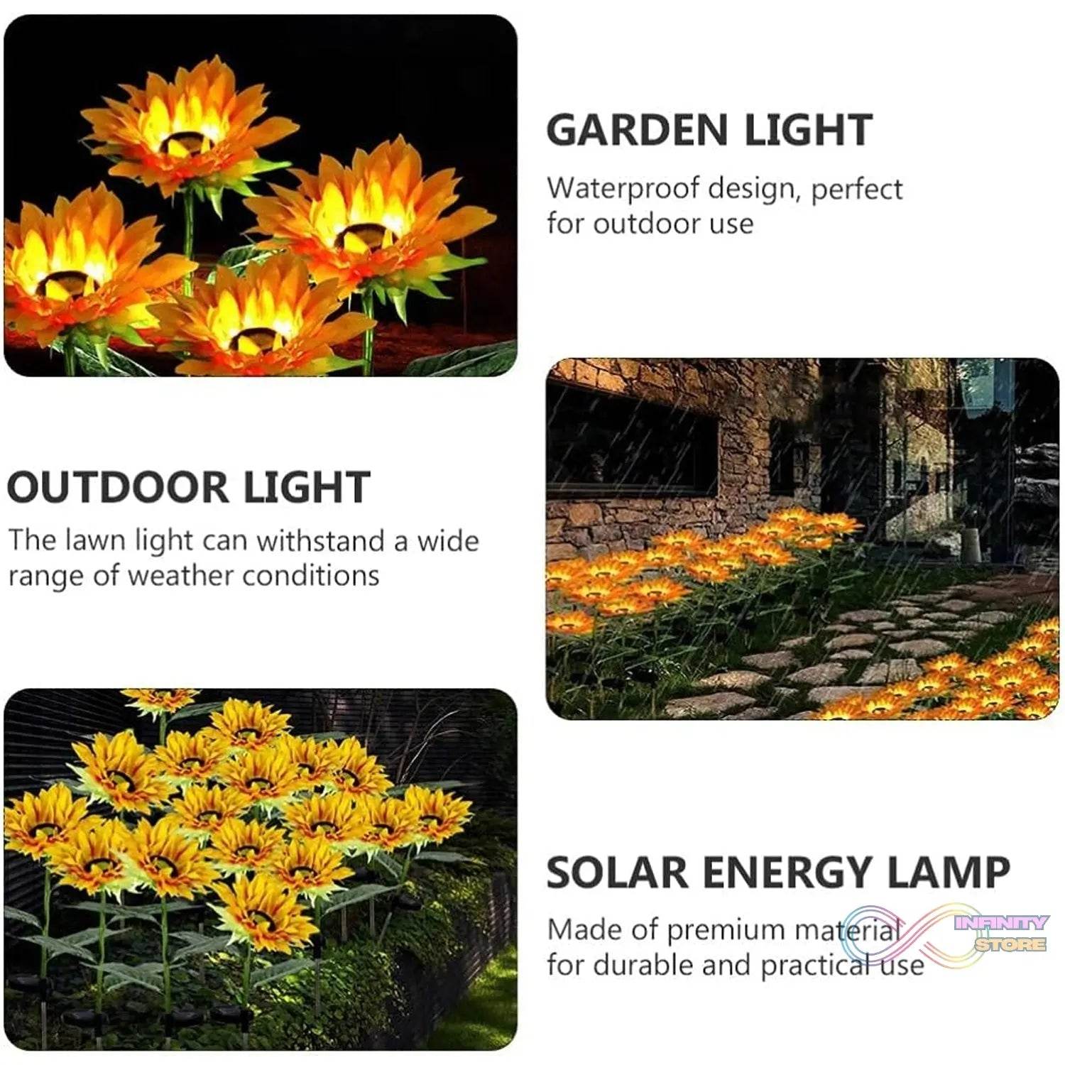 Garden Solar Sunflower Outdoor LED Light Inserted Ground Simulation Plant (4 Pcs Set) - infinityexculsivestore.com