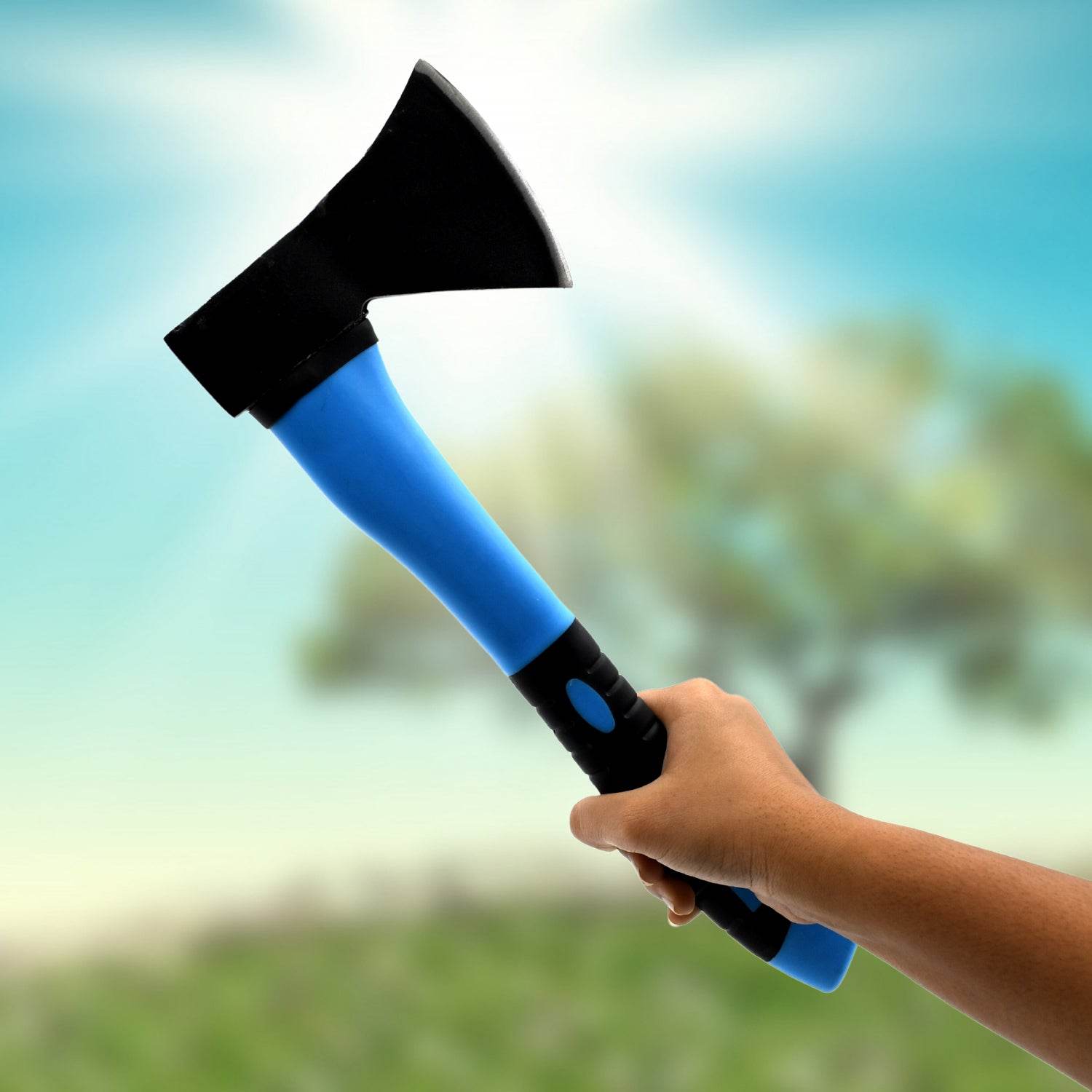 Gardening Tools 787Gm Hatchet Axe Fiberglass Body Rubberized Handle Wood Cutting Axe, Camping Axe, Safety Axe - infinityexculsivestore.com