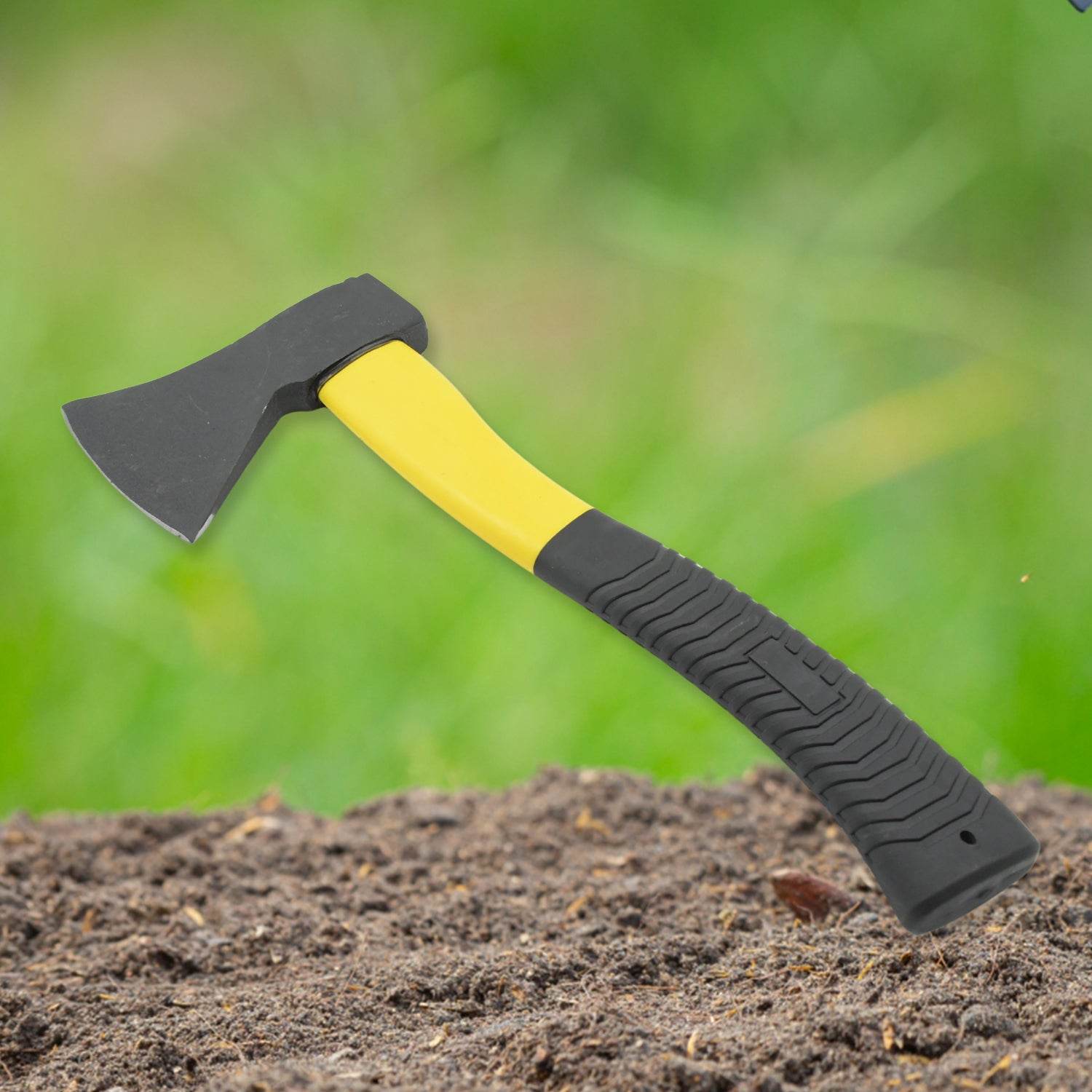 Gardening Tools Hatchet Axe Fiberglass Body Rubberized Handle Wood Cutting Axe, Camping Axe, Safety Axe, Pick Axe (972 Gm) - infinityexculsivestore.com