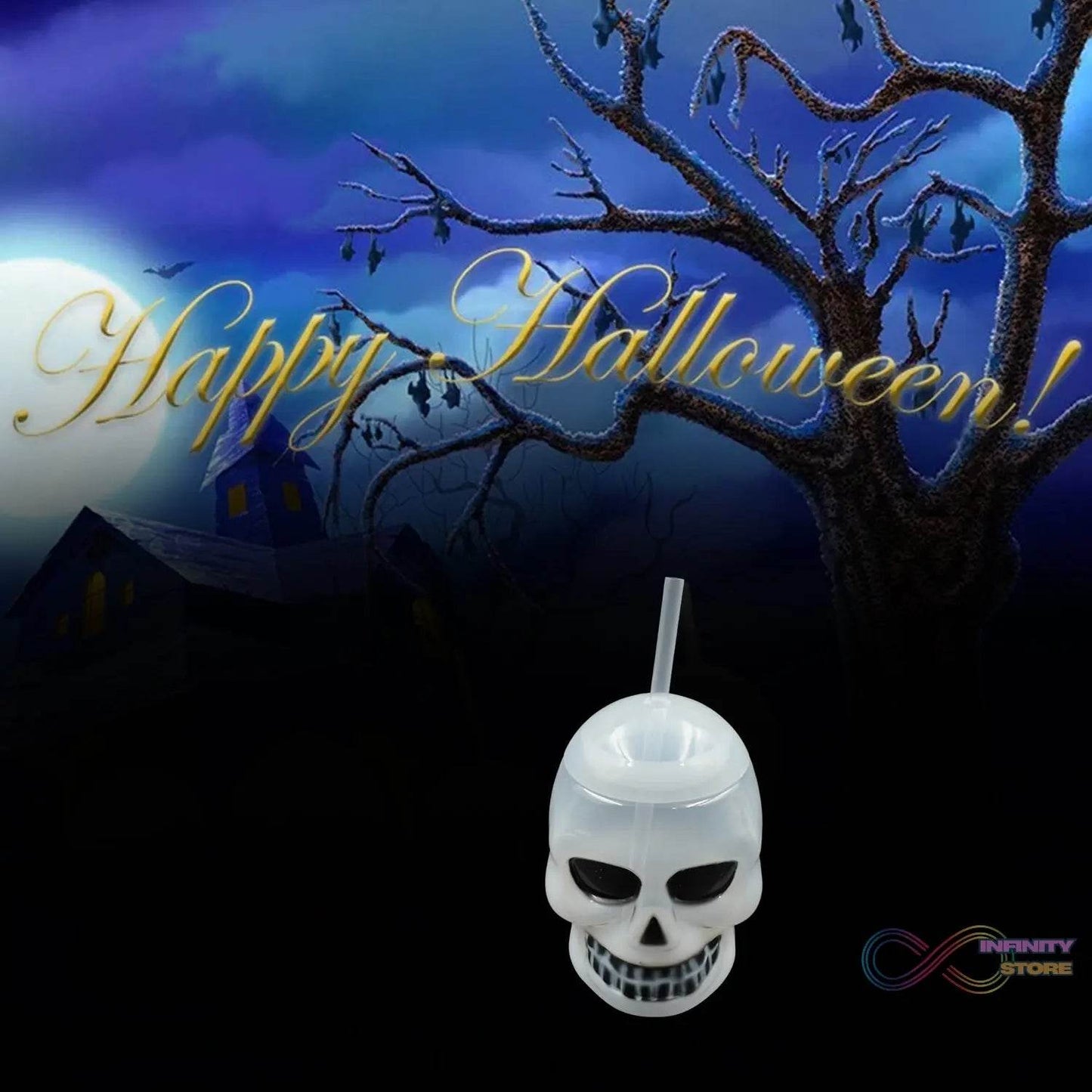 Ghost Face Bottle Water Bottle, Drinking Cup with Lid and Straw, Party Favors Summer Hawaiian and Beach Party Decorations for Kids Adults With Brown Box(1 Pc) - infinityexculsivestore.com