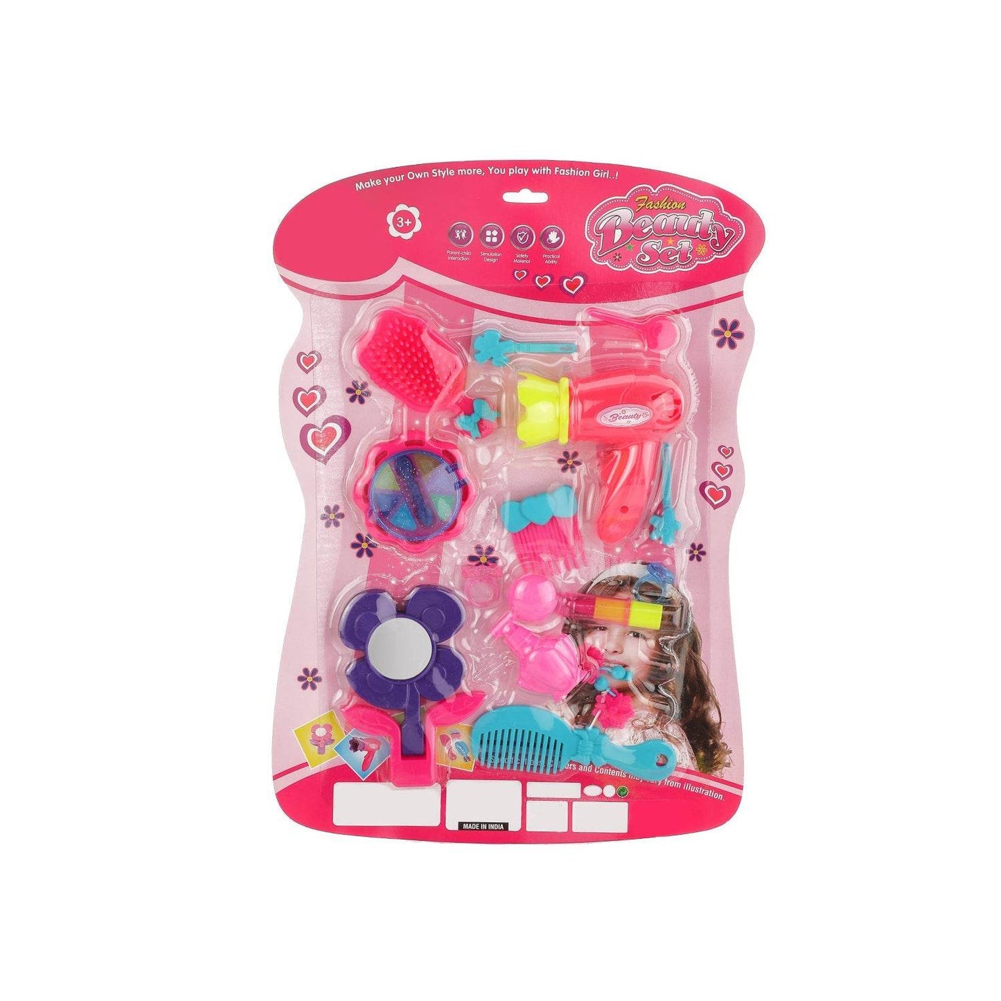 Girl's Bring Along Beauty Suitcase Makeup Vanity Toy (Multicolour) - infinityexculsivestore.com