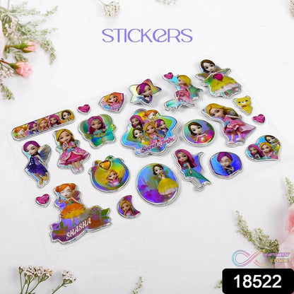 Girls Cartoon Design Adhesive 3D Stickers (1 Sheet / 19×12 Cm) - infinityexculsivestore.com