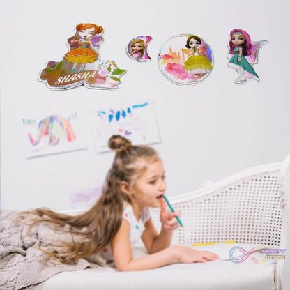 Girls Cartoon Design Adhesive 3D Stickers (1 Sheet / 19×12 Cm) - infinityexculsivestore.com