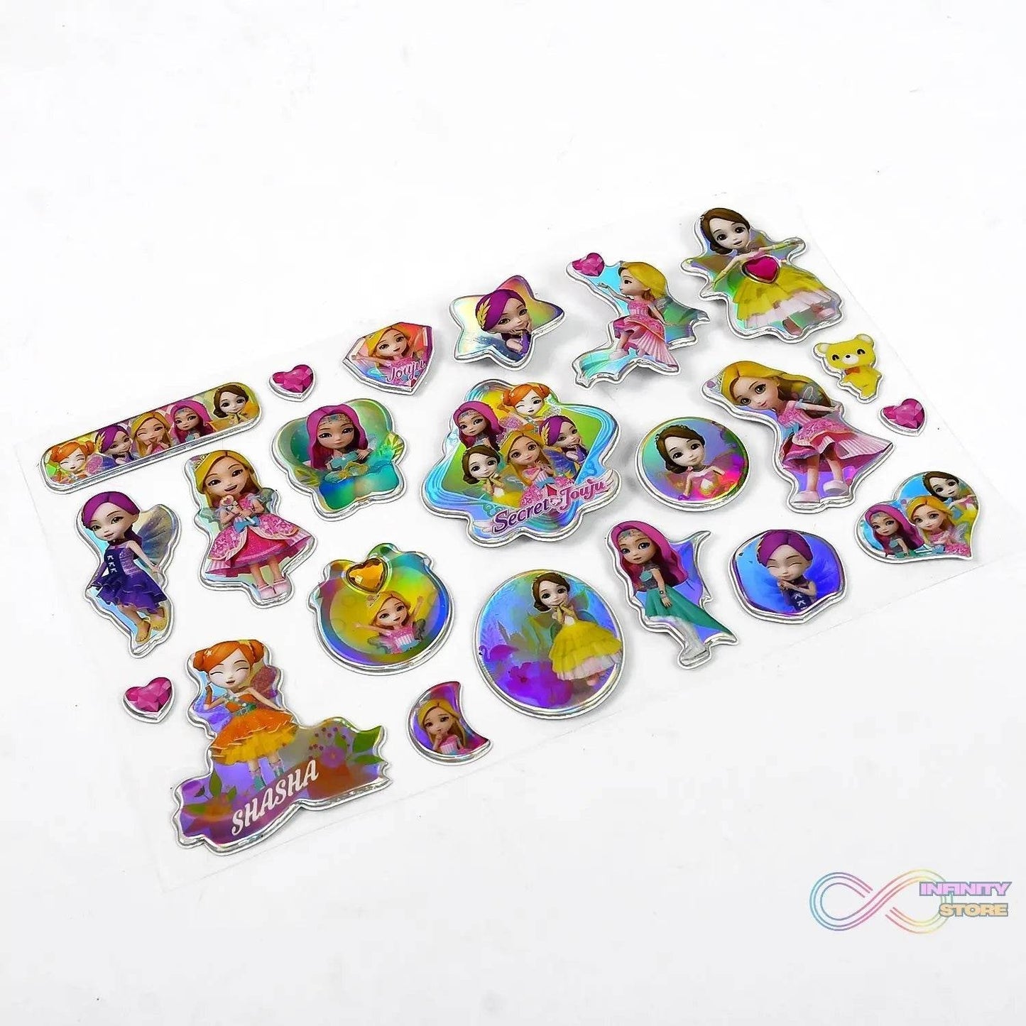 Girls Cartoon Design Adhesive 3D Stickers (1 Sheet / 19×12 Cm) - infinityexculsivestore.com