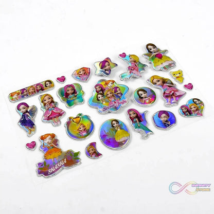 Girls Cartoon Design Adhesive 3D Stickers (1 Sheet / 19×12 Cm) - infinityexculsivestore.com