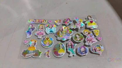 Girls Cartoon Design Adhesive 3D Stickers (1 Sheet / 19×12 Cm) - infinityexculsivestore.com