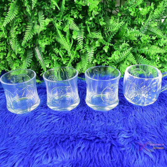 Glass 3 Pc Tumbler & 1 Pc Cup Set (4 Pcs Set) - infinityexculsivestore.com