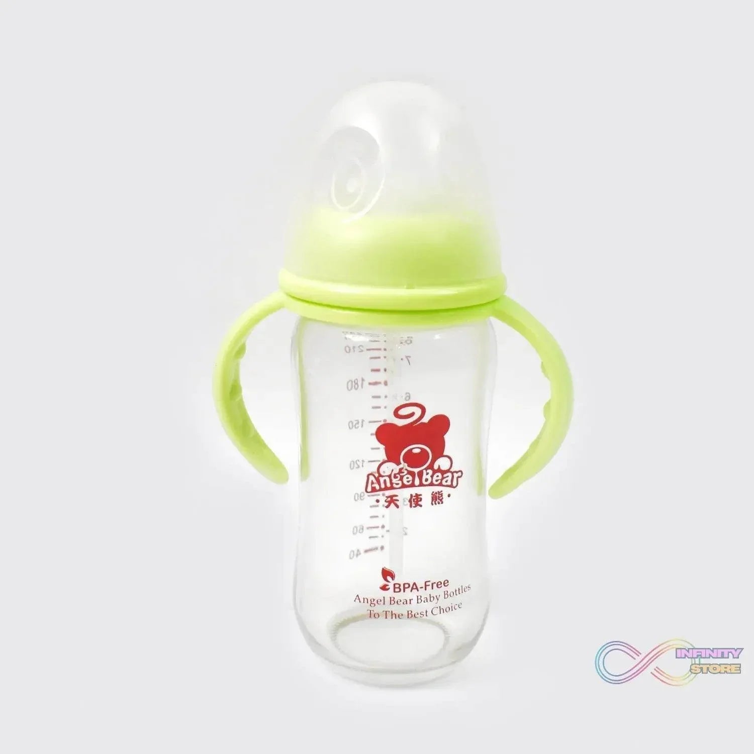 Glass Baby Feeding Bottle with Handles & Straw (240 ML / 1 Pc) - infinityexculsivestore.com