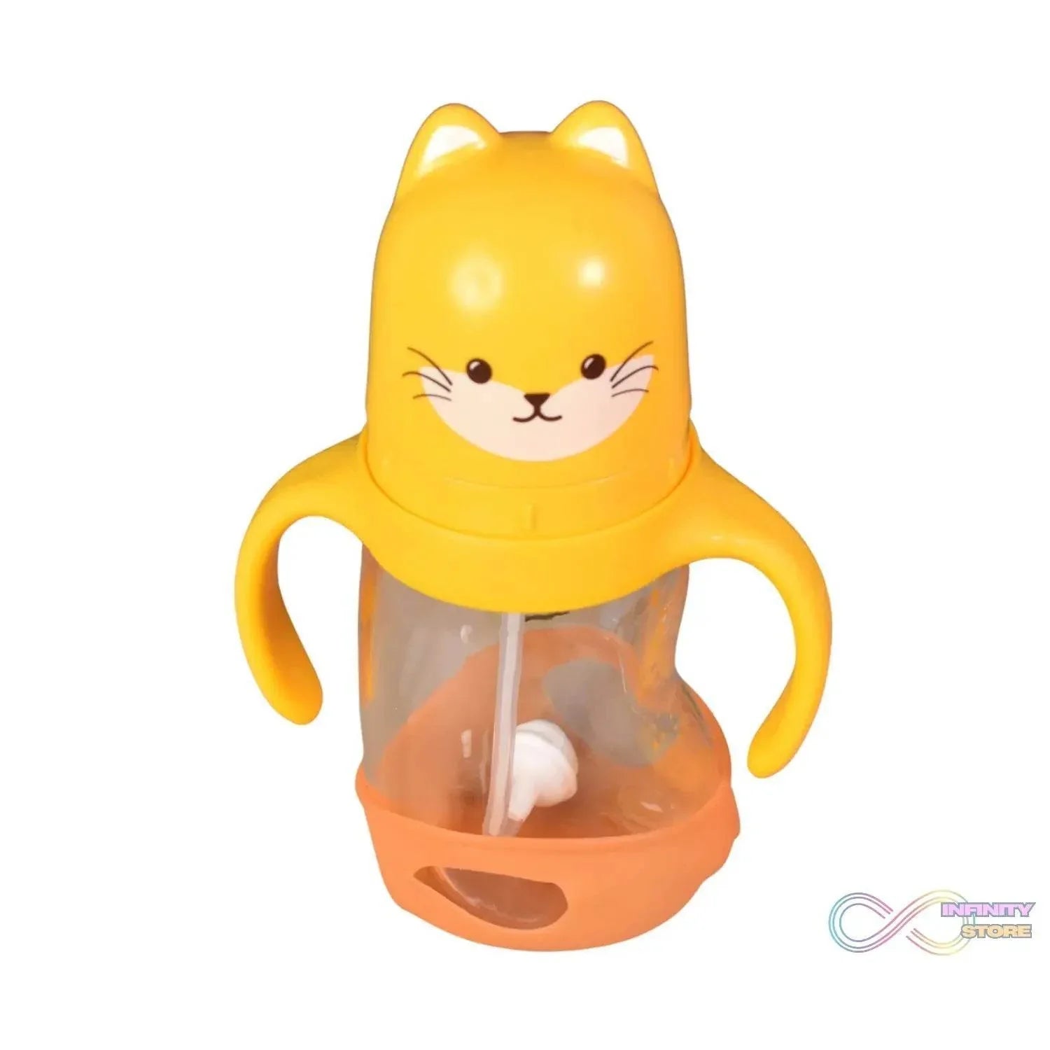 Glass Baby Feeding Bottle with Handles & Straw (300 ML / 1 Pc) - infinityexculsivestore.com