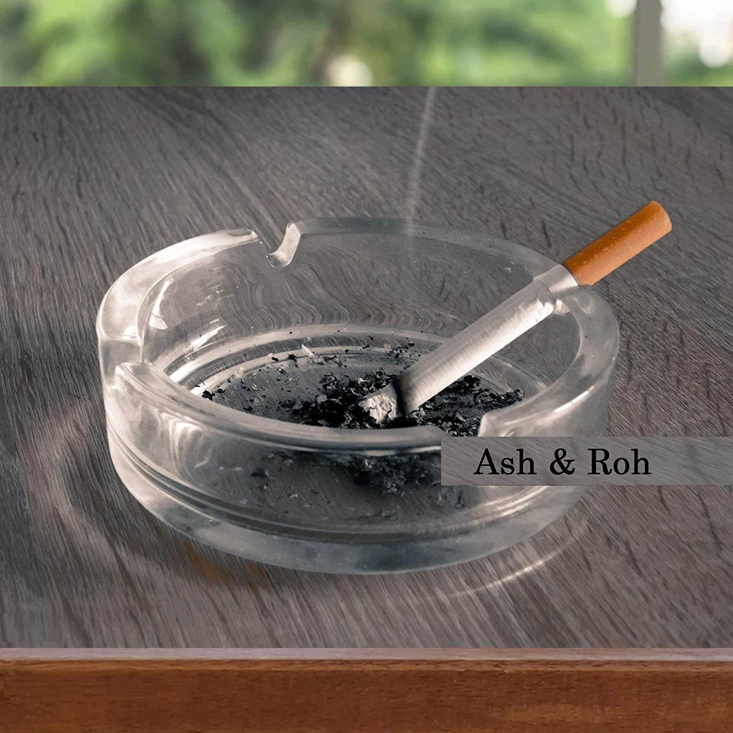 Glass Classic Crystal Quality Cigar Cigarette Ashtray Round Tabletop for Home Office Indoor Outdoor Home Decor - infinityexculsivestore.com