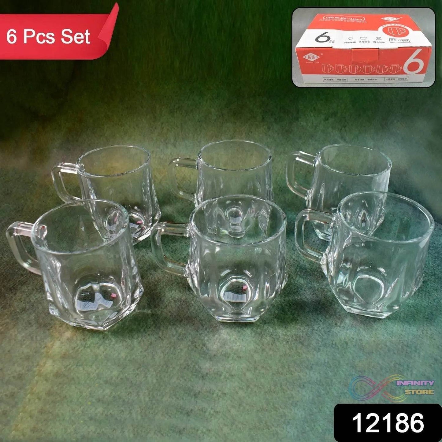 Glass Coffe & Tea Cup / Mug Enjoy Your Drink in Style (6 pcs Set / 300 ML) - infinityexculsivestore.com