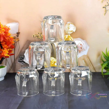 Glass Coffe & Tea Cup / Mug Enjoy Your Drink in Style (6 pcs Set / 300 ML) - infinityexculsivestore.com