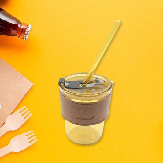 Glass Coffee Mug with Straw & Lid: Perfect for Home & Travel - infinityexculsivestore.com