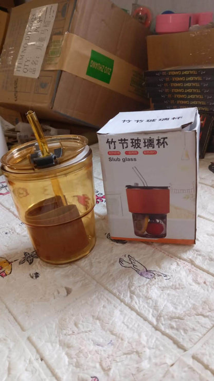Glass Coffee Mug with Straw & Lid: Perfect for Home & Travel - infinityexculsivestore.com