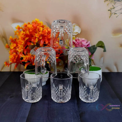 Glass Coffee & Tea Cup / Mug With Handle (6 pcs Set) - infinityexculsivestore.com