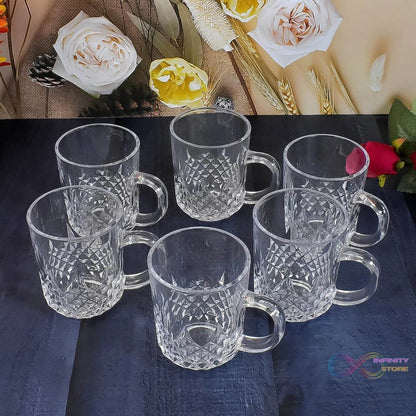 Glass Coffee & Tea Cup / Mug With Handle (6 pcs Set) - infinityexculsivestore.com