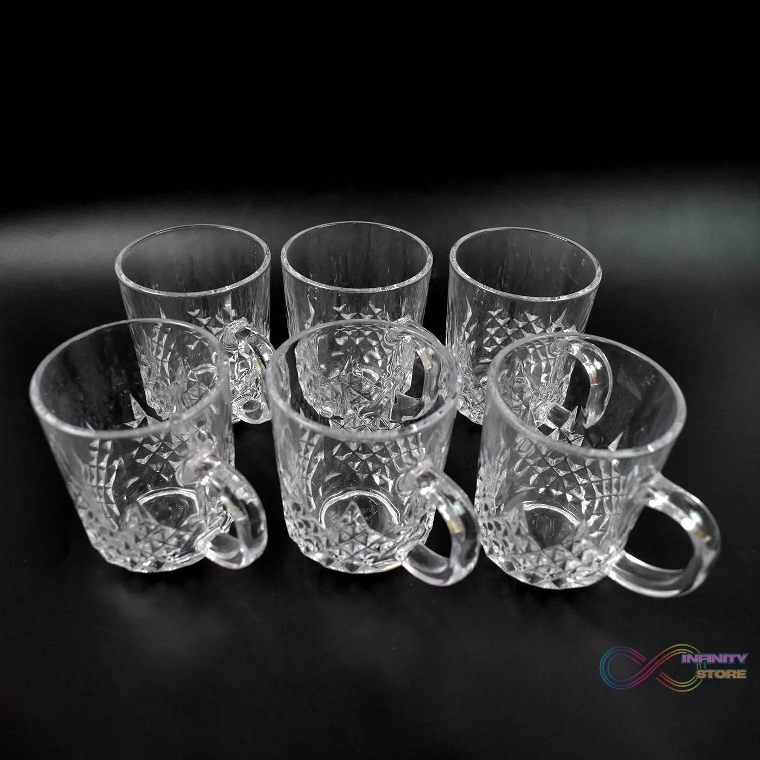 Glass Coffee & Tea Cup / Mug With Handle (6 pcs Set) - infinityexculsivestore.com