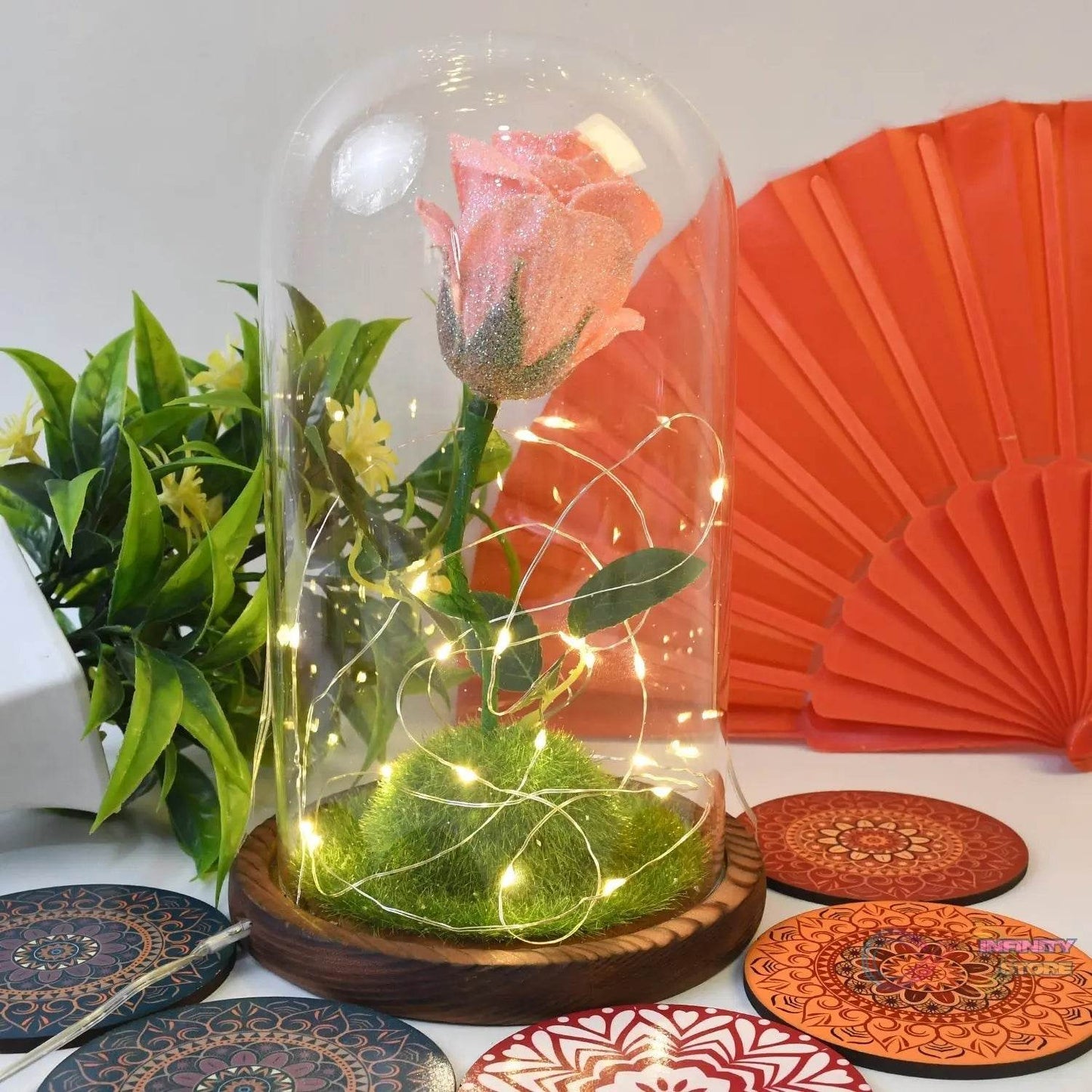 Glass Flower with Led Light Great Gift (1 Set) - infinityexculsivestore.com