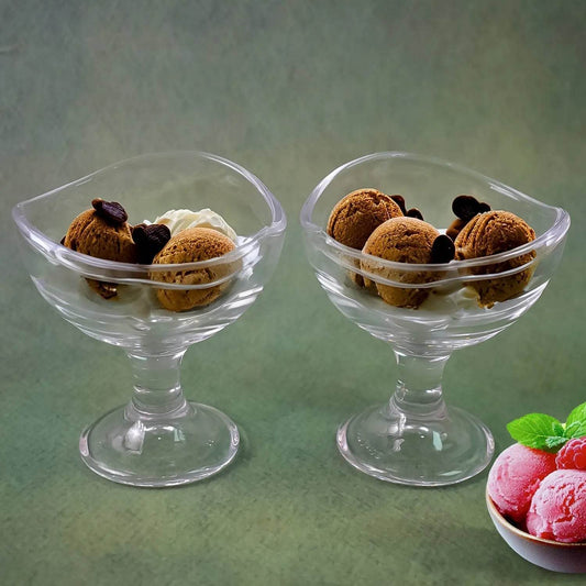 Glass Footed Dessert Bowl, Ice Cream Cup (2 Pcs Set) - infinityexculsivestore.com