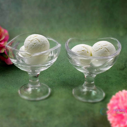 Glass Footed Dessert Bowl, Ice Cream Cup (2 Pcs Set) - infinityexculsivestore.com