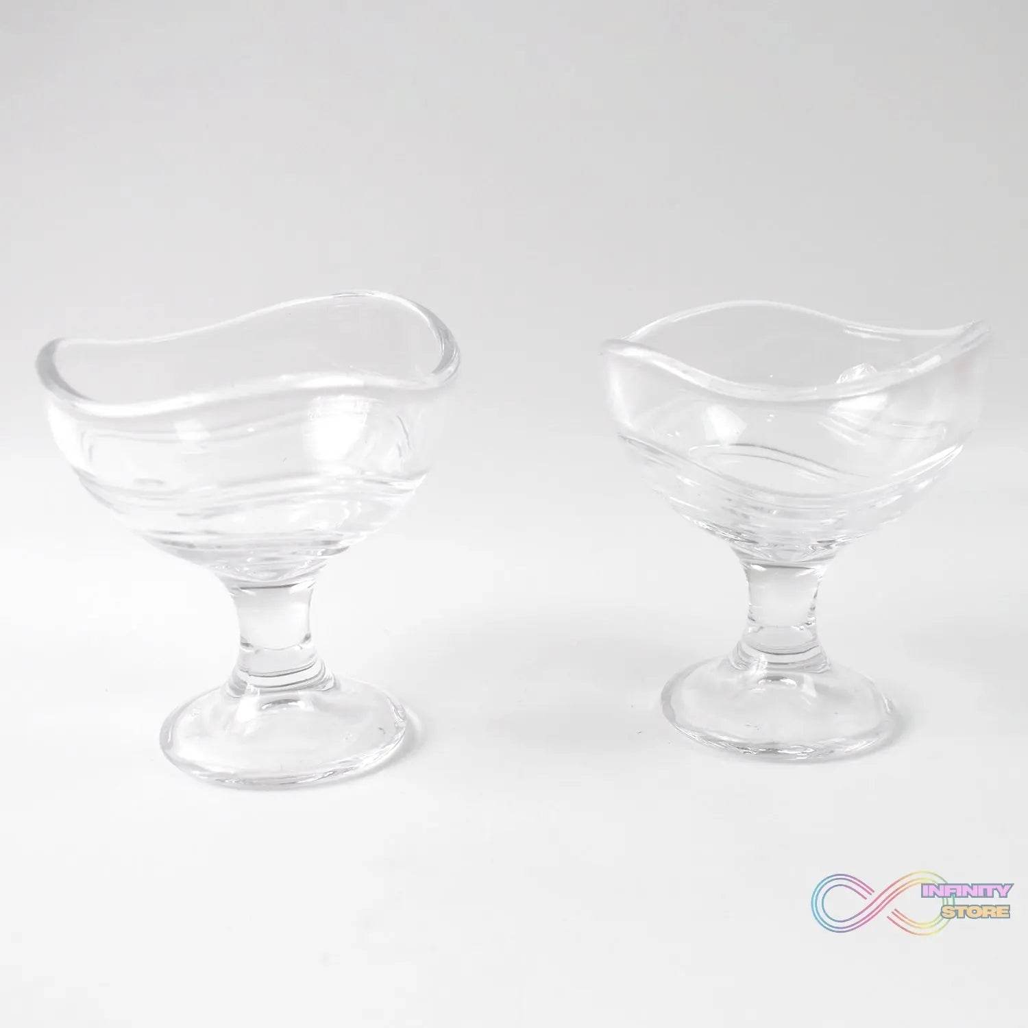 Glass Footed Dessert Bowl, Ice Cream Cup (2 Pcs Set) - infinityexculsivestore.com