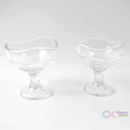 Glass Footed Dessert Bowl, Ice Cream Cup (2 Pcs Set) - infinityexculsivestore.com