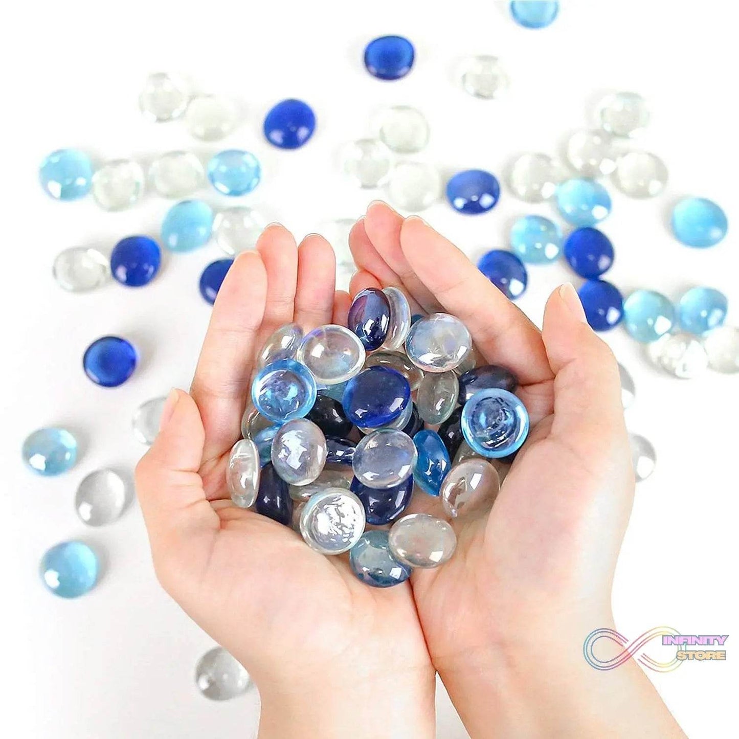Glass Gem Stone, Flat Round Marbles Pebbles for Vase Fillers, Attractive pebbles for Aquarium Fish Tank. - infinityexculsivestore.com
