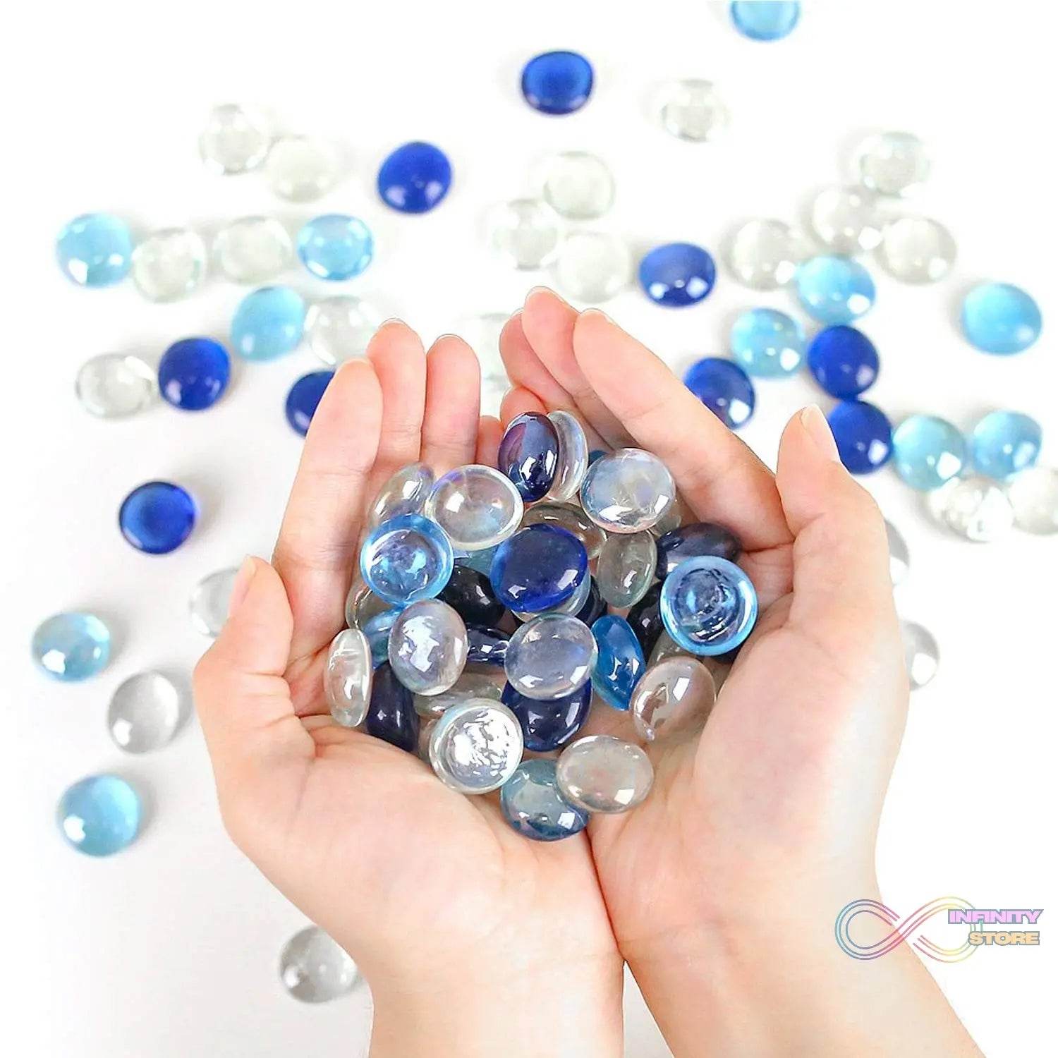 Glass Gem Stone, Flat Round Marbles Pebbles for Vase Fillers, Attractive pebbles for Aquarium Fish Tank. - infinityexculsivestore.com