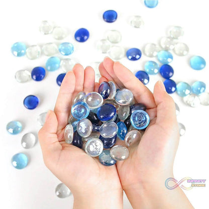 Glass Gem Stone, Flat Round Marbles Pebbles for Vase Fillers, Attractive pebbles for Aquarium Fish Tank. - infinityexculsivestore.com