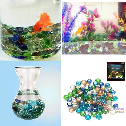 Glass Gem Stone, Flat Round Marbles Pebbles for Vase Fillers, Attractive pebbles for Aquarium Fish Tank. - infinityexculsivestore.com
