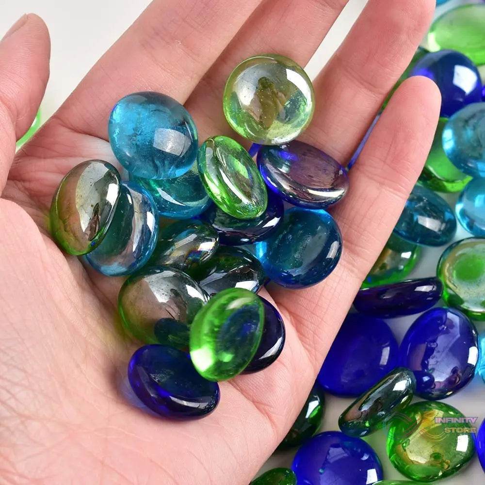 Glass Gem Stone, Flat Round Marbles Pebbles for Vase Fillers, Attractive pebbles for Aquarium Fish Tank. - infinityexculsivestore.com